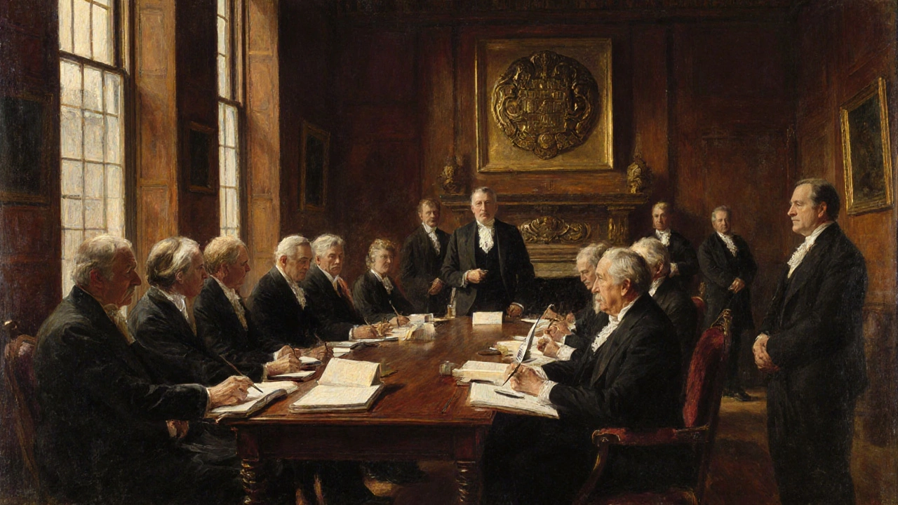 Victorian British chamber where officials establish the Civil Service Commission.