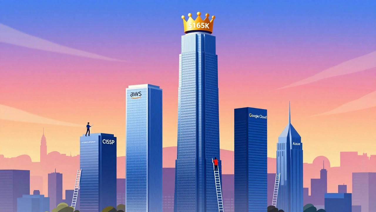 Towering certification skyscrapers with AWS Professional as the tallest, labeled 5K.