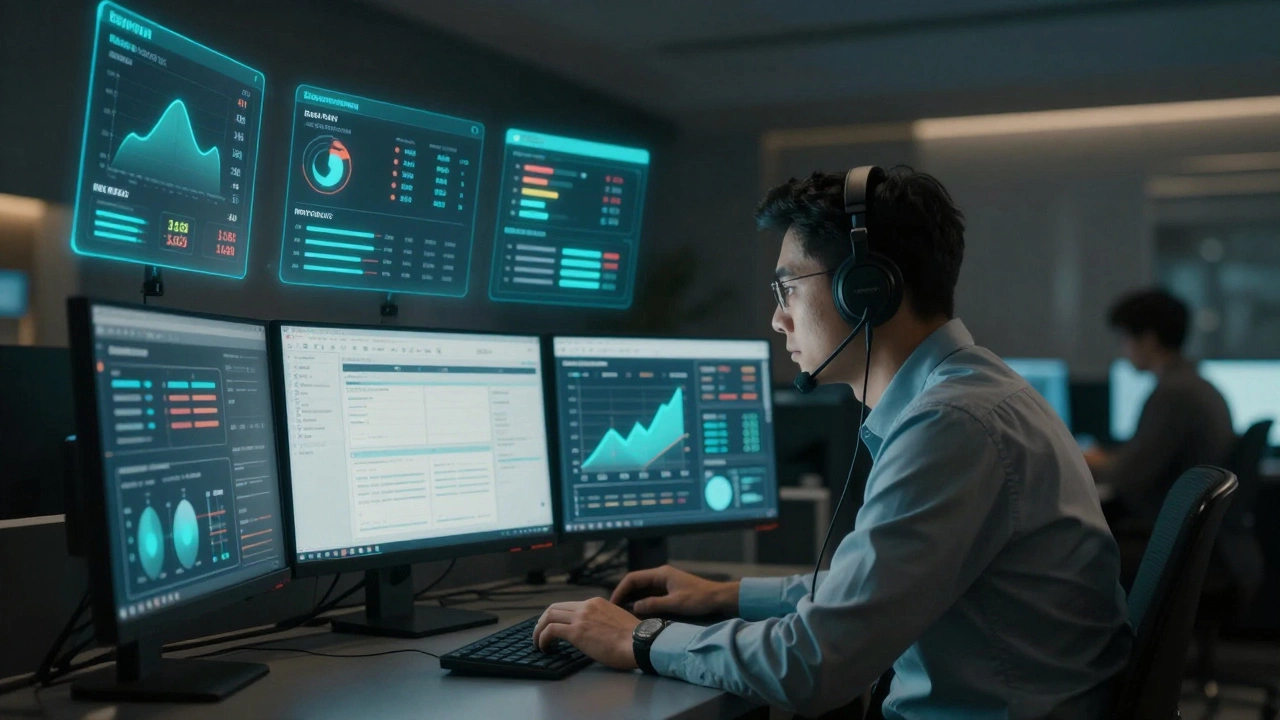 Revenue analyst analyzing hotel demand data using AI-powered forecasting tools.