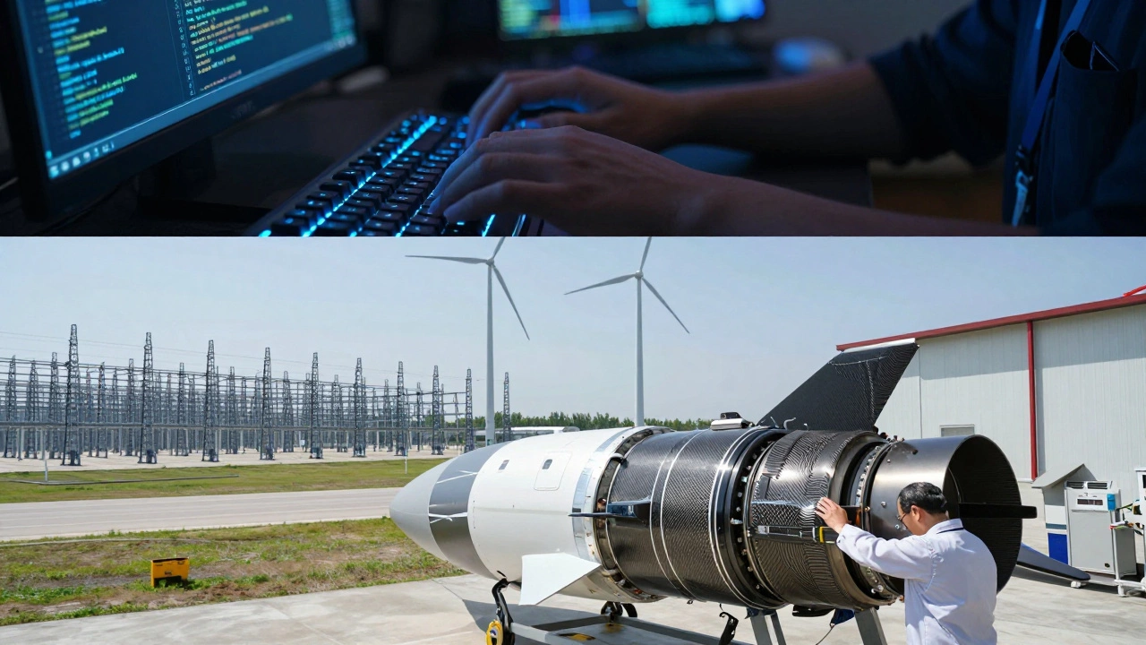 Collage of software, renewable energy, and aerospace engineering environments.