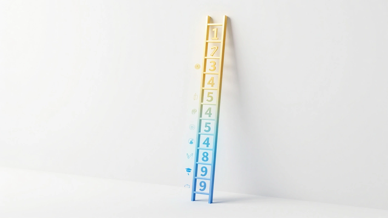 Abstract ladder with numbered rungs showing career progression