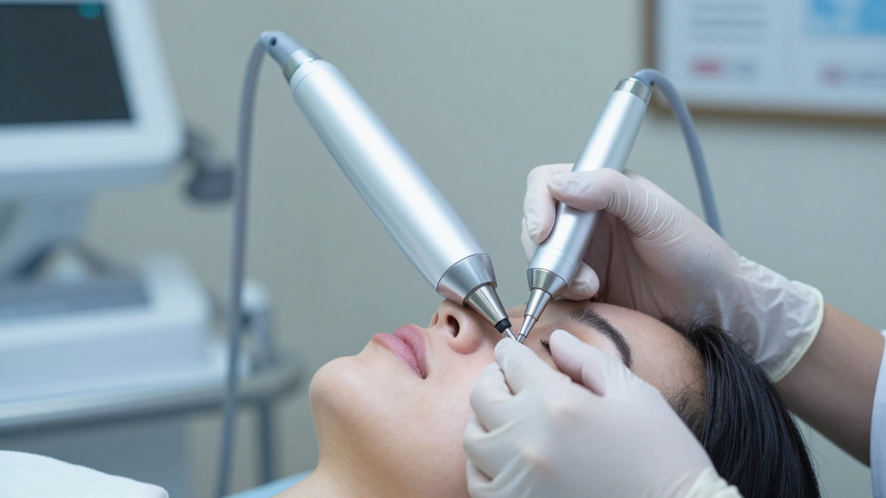Close-up of advanced laser skin treatment procedure