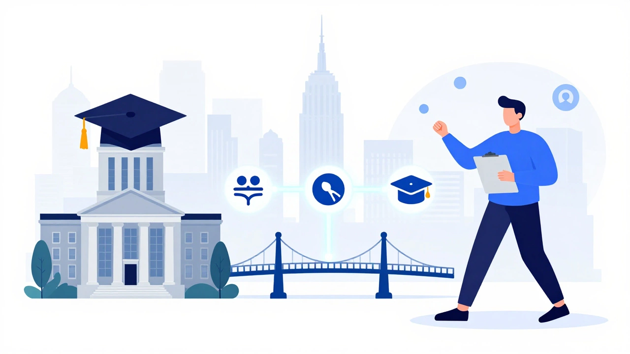 Illustration comparing traditional and alternative teaching paths