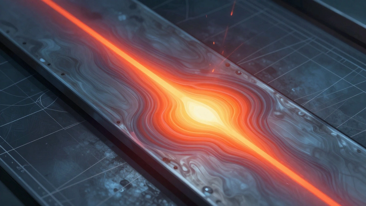 Visualisation of heat distortion and warping on steel plate
