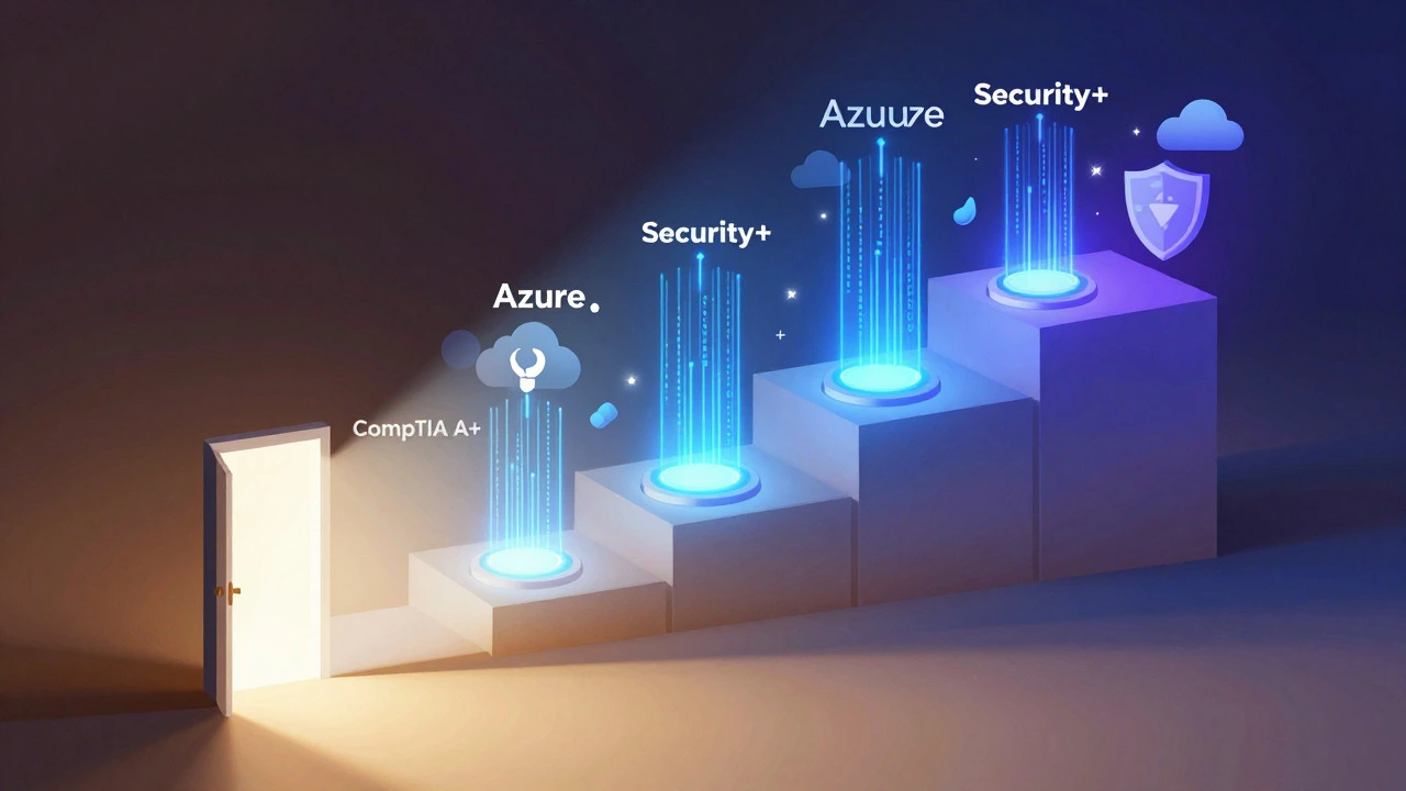 Abstract illustration of progressing from basic to advanced IT skills