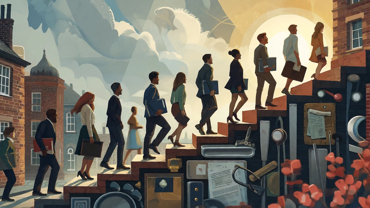 Professionals ascending a path of work-based skills toward higher levels