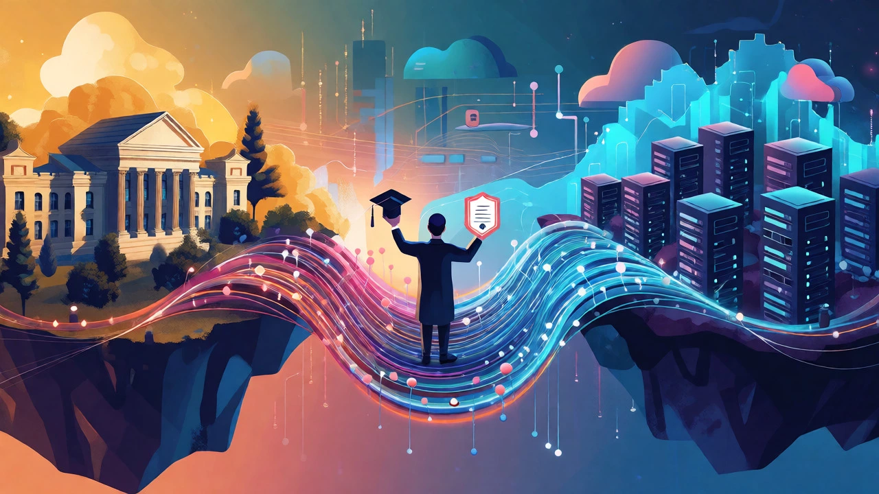 Figure bridging the gap between academic degrees and industry certifications.