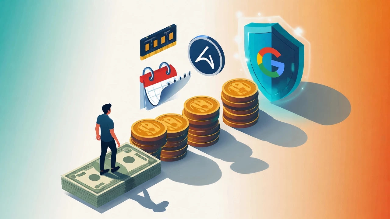 Isometric illustration of paying for online IT certification with coins